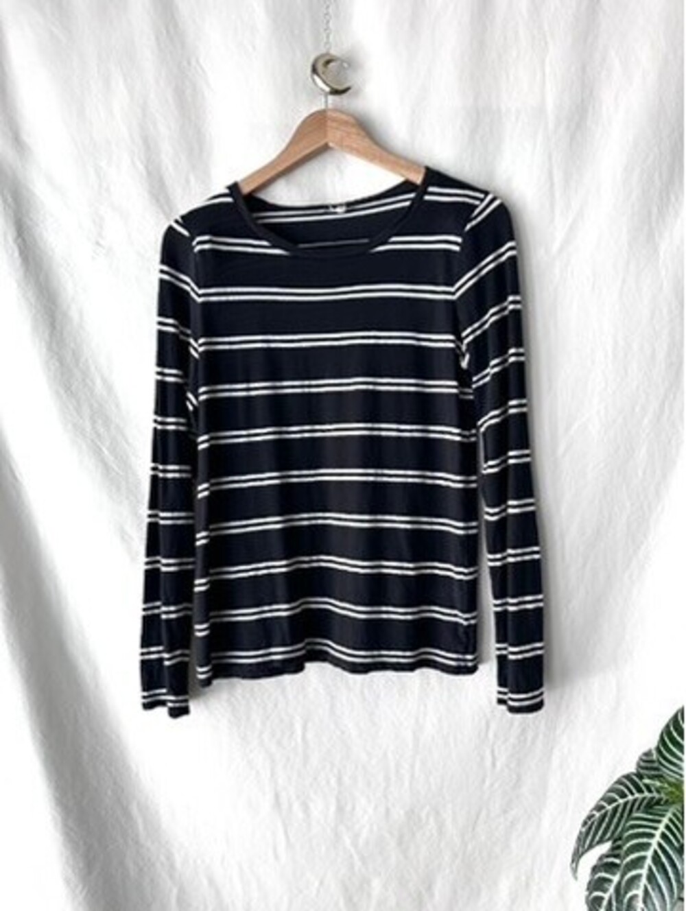 J.Crew Women's Black and White Striped Long Sleeve Shirt Size Small